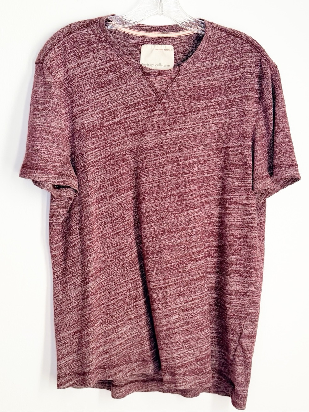 Banana Republic Men's Heathered Wine Short Sleeve Crewneck Tee